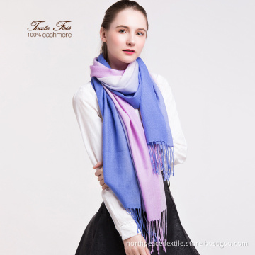 100% pure cashmere ladies  sectional dyed gradient shawl